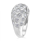 Cubic Zirconia Honeycomb Ring in Rhodium Overlay Sterling Silver, Silver Wt 5.80 GM