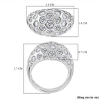 Cubic Zirconia Honeycomb Ring in Rhodium Overlay Sterling Silver, Silver Wt 5.80 GM