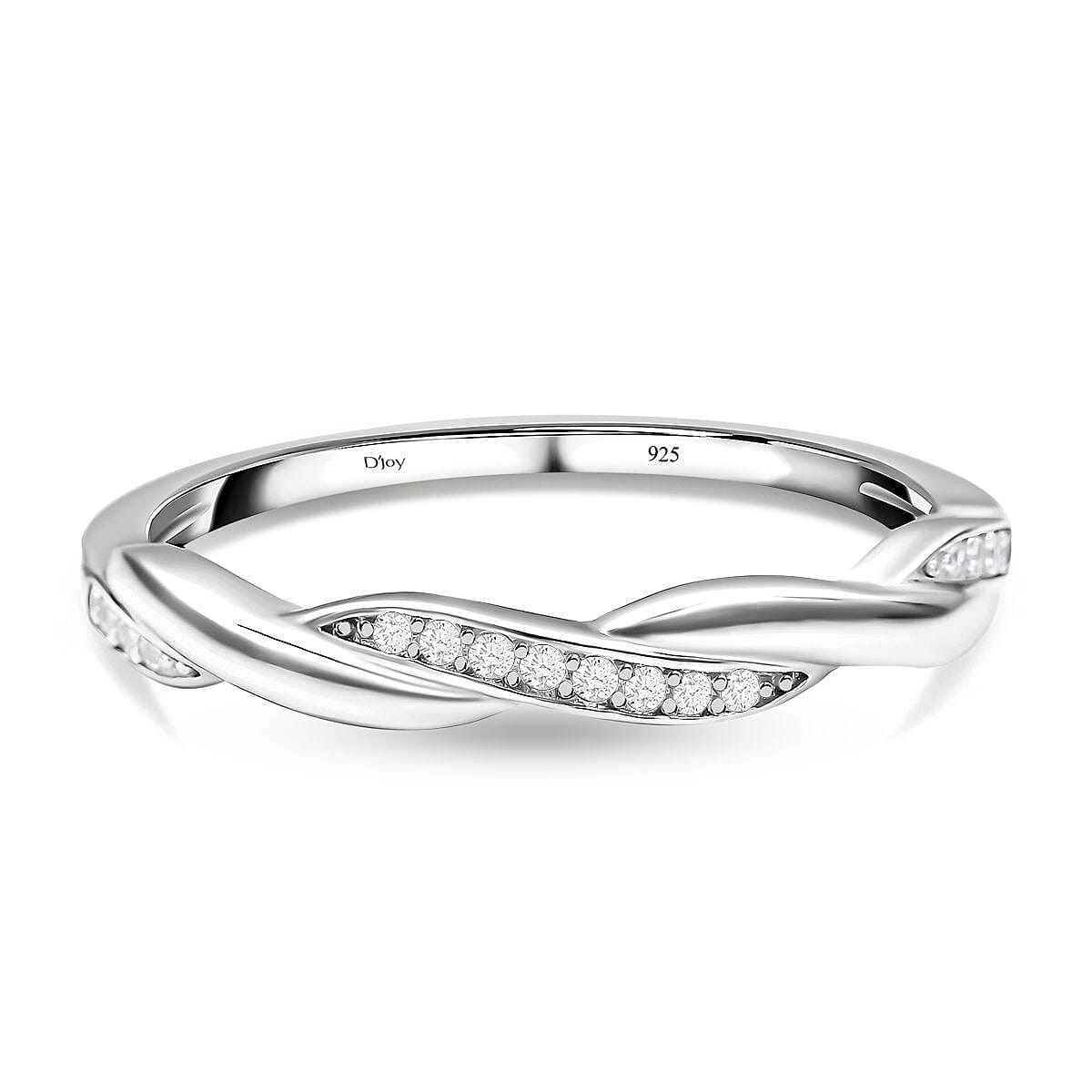 Cubic Zirconia Spiral Ring in Rhodium Overlay Sterling Silver 7153355 0