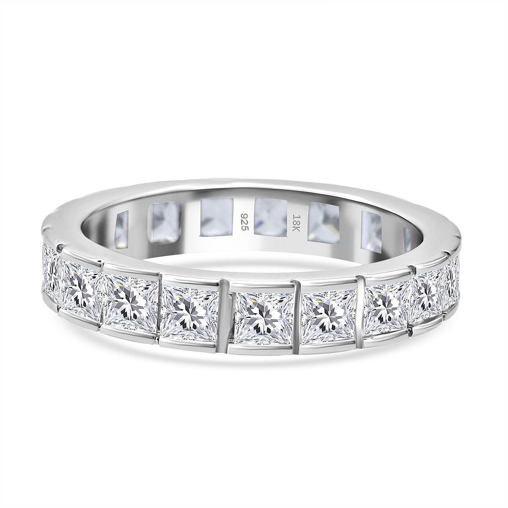 White Cubic Zirconia Ring in Rhodium Overlay Sterling Silver 4.61 Ct.