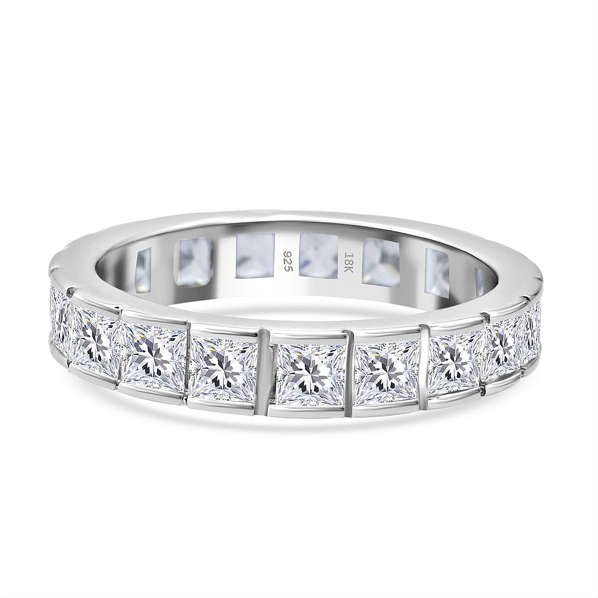 White Cubic Zirconia Ring in Rhodium Overlay Sterling Silver 4.61 Ct. 8236593 0
