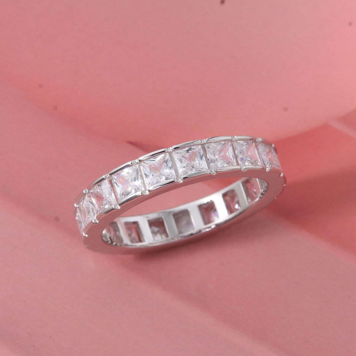 White Cubic Zirconia Ring in Rhodium Overlay Sterling Silver 4.61 Ct. 8236593 1