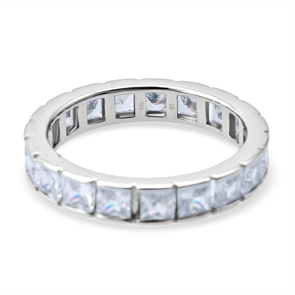 White Cubic Zirconia Ring in Rhodium Overlay Sterling Silver 4.61 Ct.
