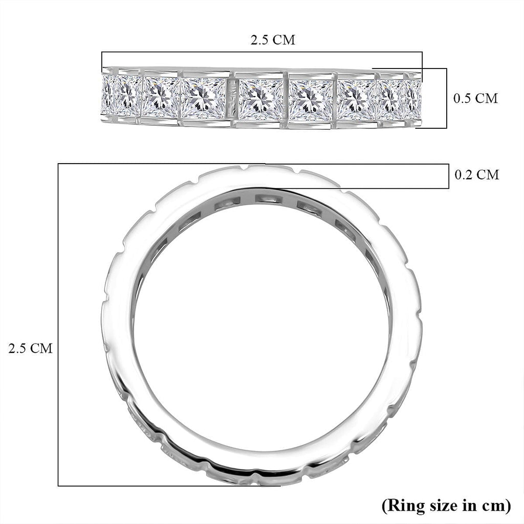 White Cubic Zirconia Ring in Rhodium Overlay Sterling Silver 4.61 Ct.