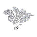 NY Closeout Cubic Zirconia Leaf Ring in Rhodium Overlay Sterling Silver
