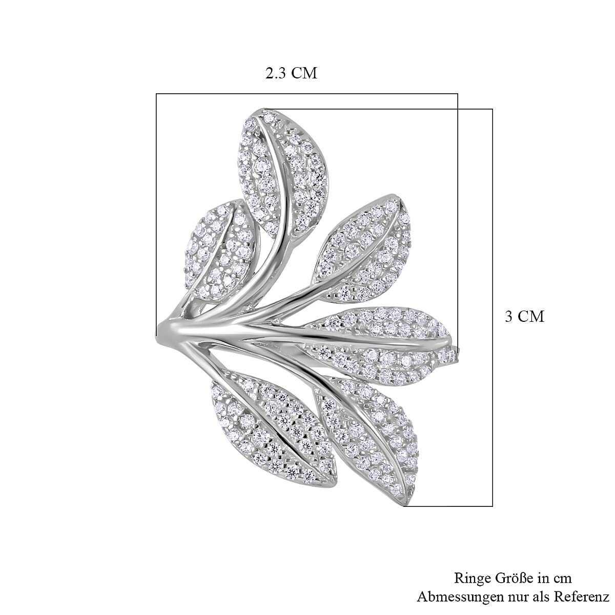 NY Closeout Cubic Zirconia Leaf Ring in Rhodium Overlay Sterling Silver 7814506 5