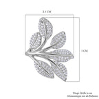 NY Closeout Cubic Zirconia Leaf Ring in Rhodium Overlay Sterling Silver