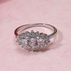 White Cubic Zirconia Boat Ring in Rhodium Overlay Sterling Silver 1.41 Ct.