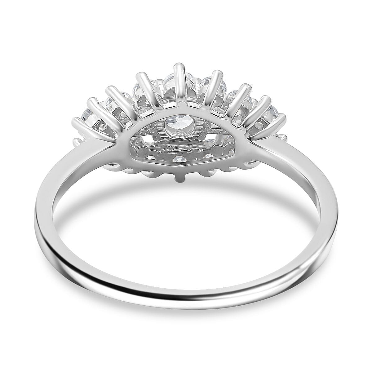 White Cubic Zirconia Boat Ring in Rhodium Overlay Sterling Silver 1.41 ct. 7950055 9