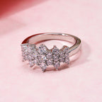 White Cubic Zirconia Boat Ring in Rhodium Overlay Sterling Silver 2.58 Ct.