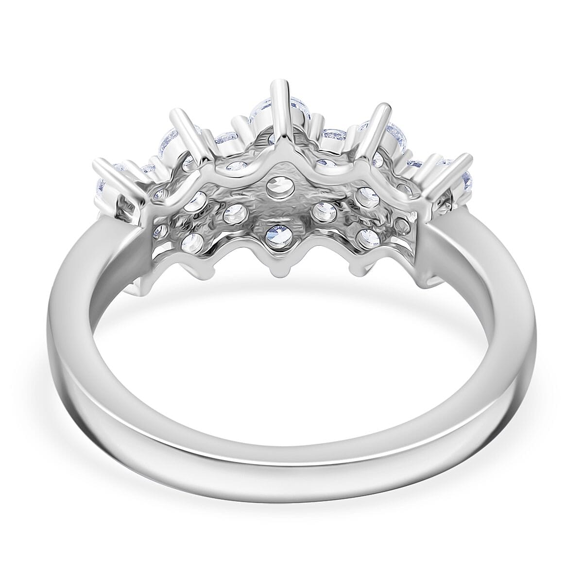 White Cubic Zirconia Boat Ring in Rhodium Overlay Sterling Silver 2.58 ct. 7950039 9