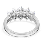 White Cubic Zirconia Boat Ring in Rhodium Overlay Sterling Silver 2.58 Ct.