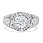 Lustro Stella - White Cubic Zirconia Ring in Rhodium Overlay Sterling Silver