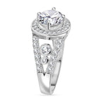 Lustro Stella - White Cubic Zirconia Ring in Rhodium Overlay Sterling Silver