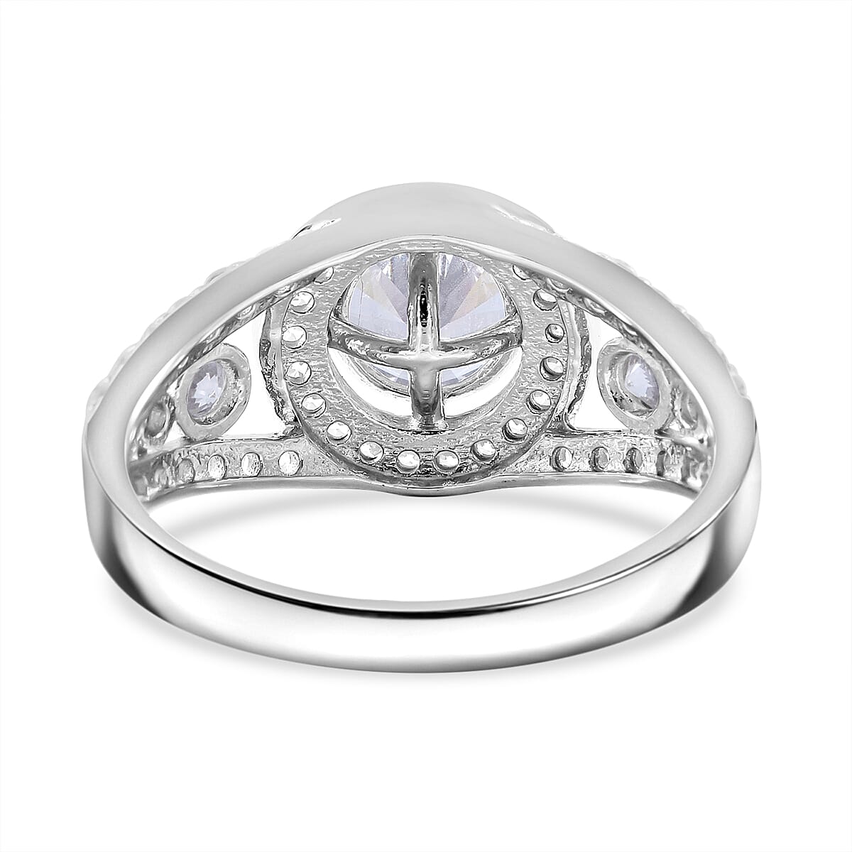 Lustro Stella - White Cubic Zirconia Ring in Rhodium Overlay Sterling Silver 7814356 4