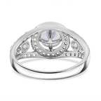 Lustro Stella - White Cubic Zirconia Ring in Rhodium Overlay Sterling Silver