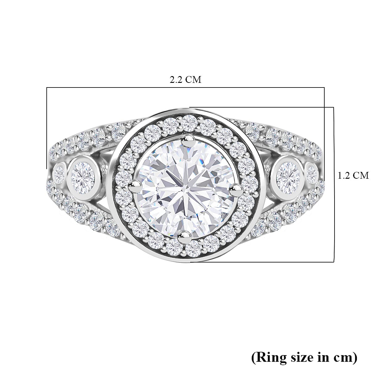 Lustro Stella - White Cubic Zirconia Ring in Rhodium Overlay Sterling Silver 7814356 5