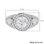 Lustro Stella - White Cubic Zirconia Ring in Rhodium Overlay Sterling Silver