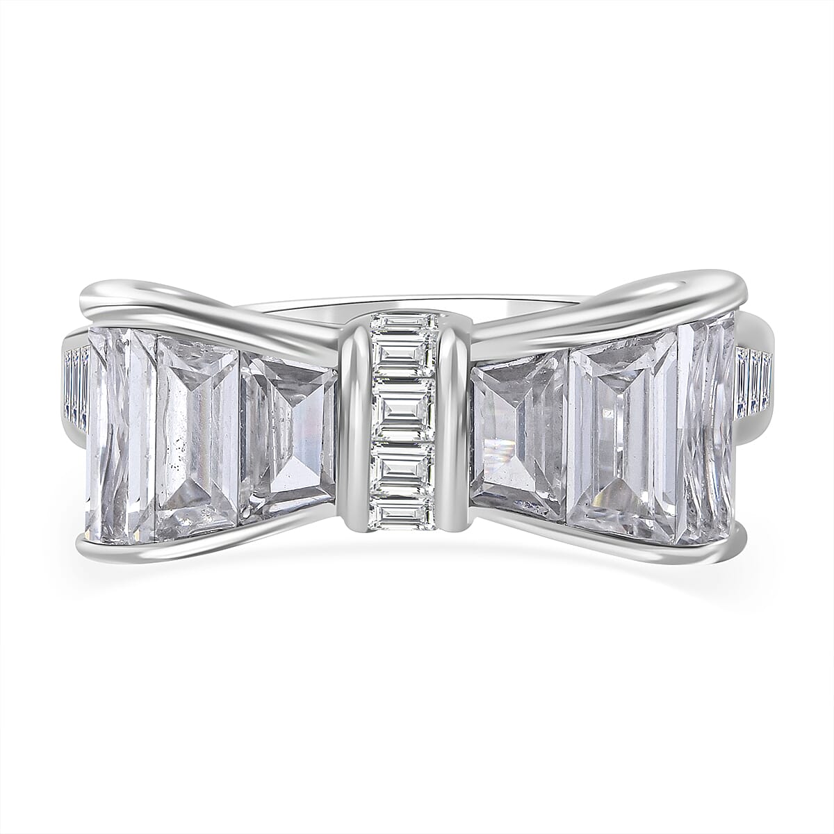 White Cubic Zirconia Ring in Rhodium Overlay Sterling Silver 7814424 0