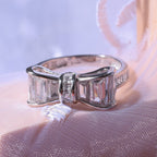 White Cubic Zirconia Ring in Rhodium Overlay Sterling Silver