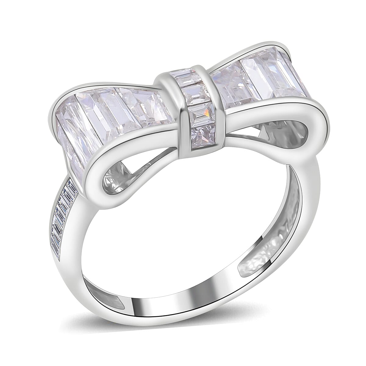 White Cubic Zirconia Ring in Rhodium Overlay Sterling Silver 7814424 3