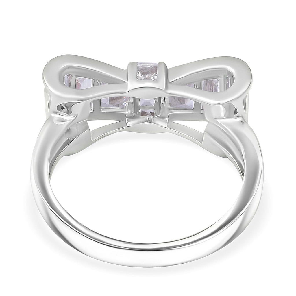 White Cubic Zirconia Ring in Rhodium Overlay Sterling Silver