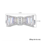 White Cubic Zirconia Ring in Rhodium Overlay Sterling Silver