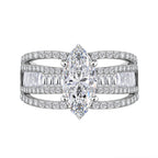 Lustro Stella -White Cubic Zirconia Ring in Rhodium Overlay Sterling Silver