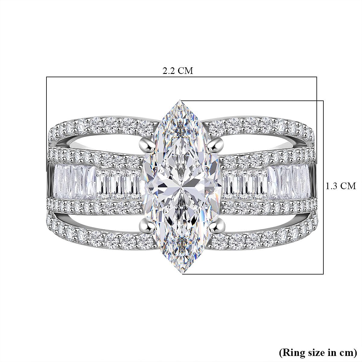 Lustro Stella -White Cubic Zirconia Ring in Rhodium Overlay Sterling Silver 7814773 5