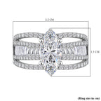Lustro Stella -White Cubic Zirconia Ring in Rhodium Overlay Sterling Silver