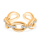White Cubic Zirconia Interlocking Adjustable Size Ring