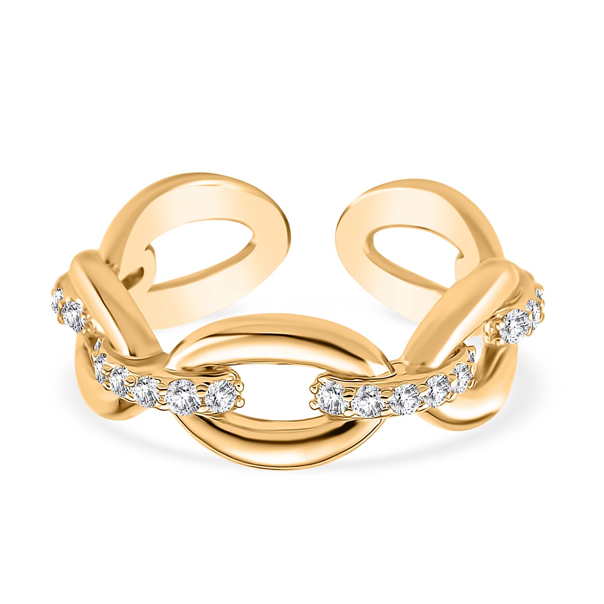 White Cubic Zirconia Interlocking Adjustable Size Ring 8164025 0
