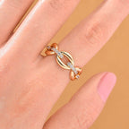 White Cubic Zirconia Interlocking Adjustable Size Ring