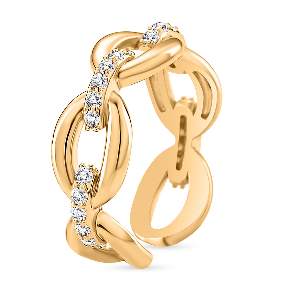 White Cubic Zirconia Interlocking Adjustable Size Ring 8164025 3