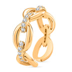 White Cubic Zirconia Interlocking Adjustable Size Ring