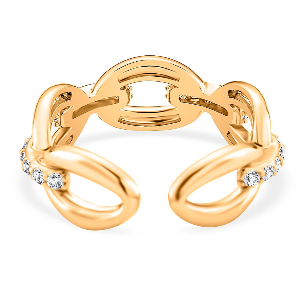 White Cubic Zirconia Interlocking Adjustable Size Ring