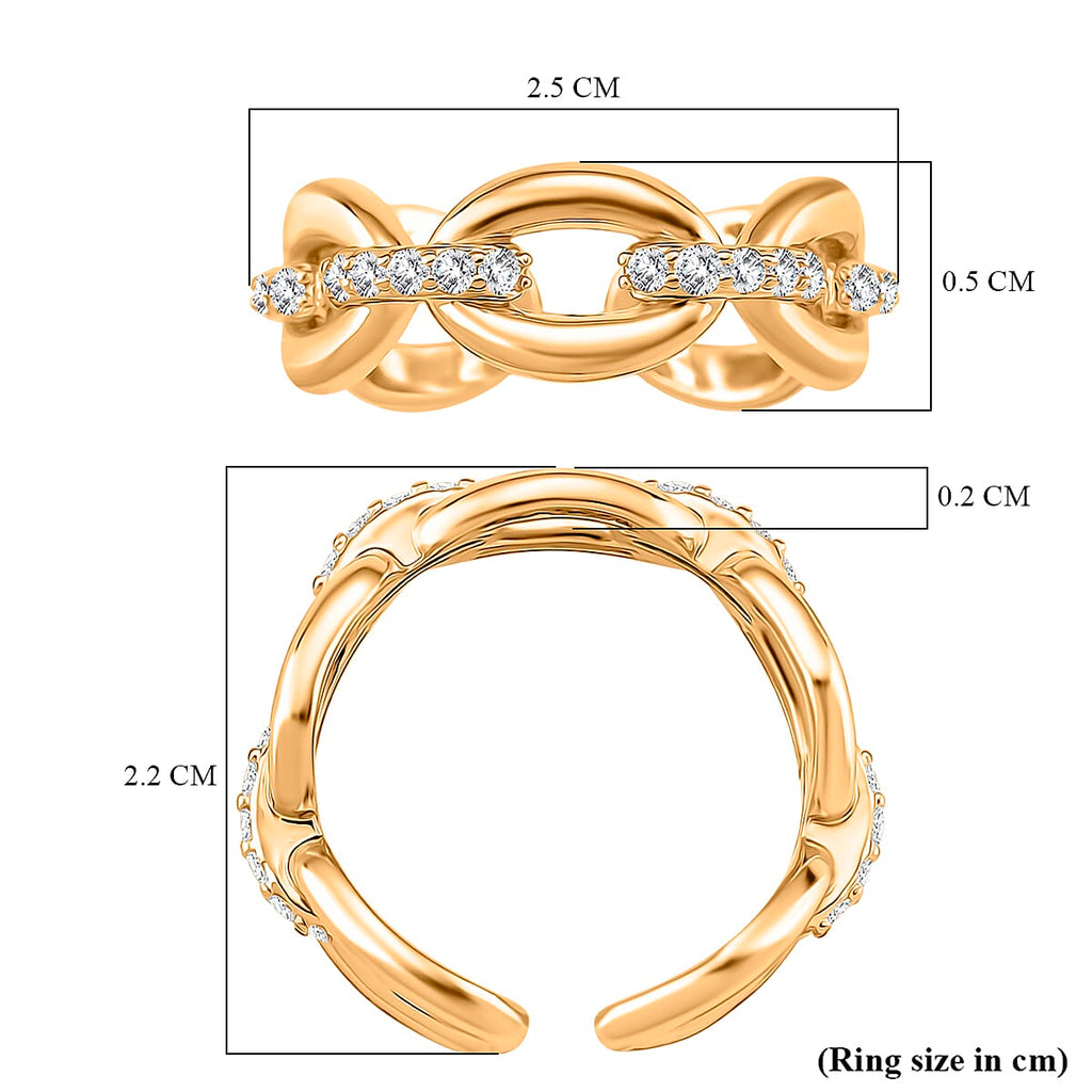 White Cubic Zirconia Interlocking Adjustable Size Ring
