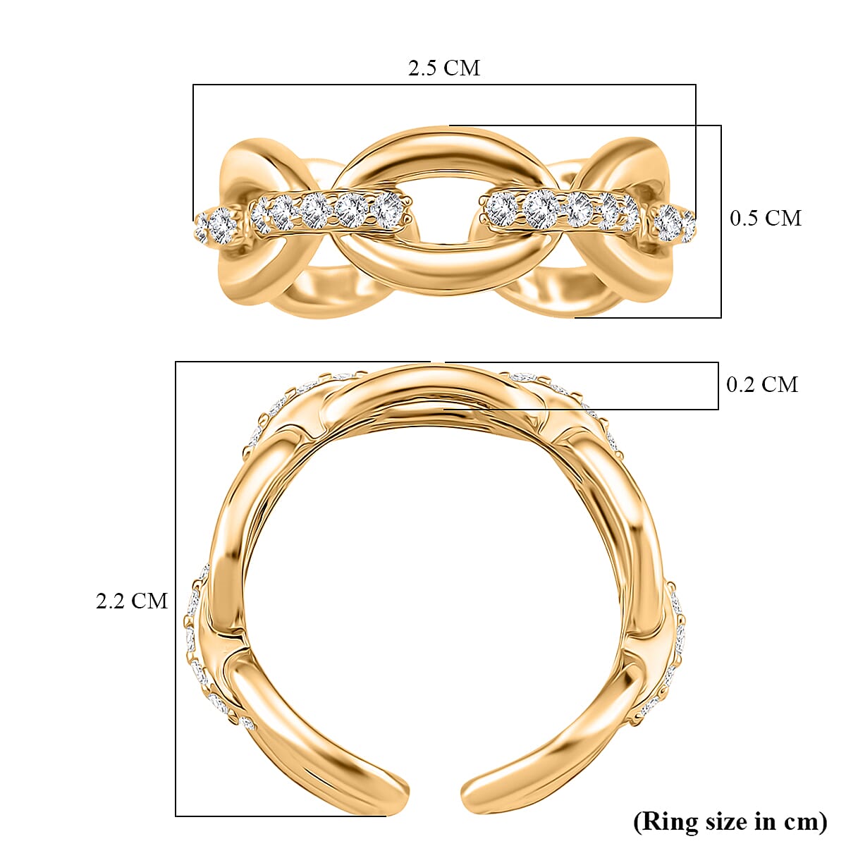White Cubic Zirconia Interlocking Adjustable Size Ring 8164025 5