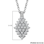 Simulated Diamond Rhodium Overlay Sterling Silver Cluster Pendant (Size-20)