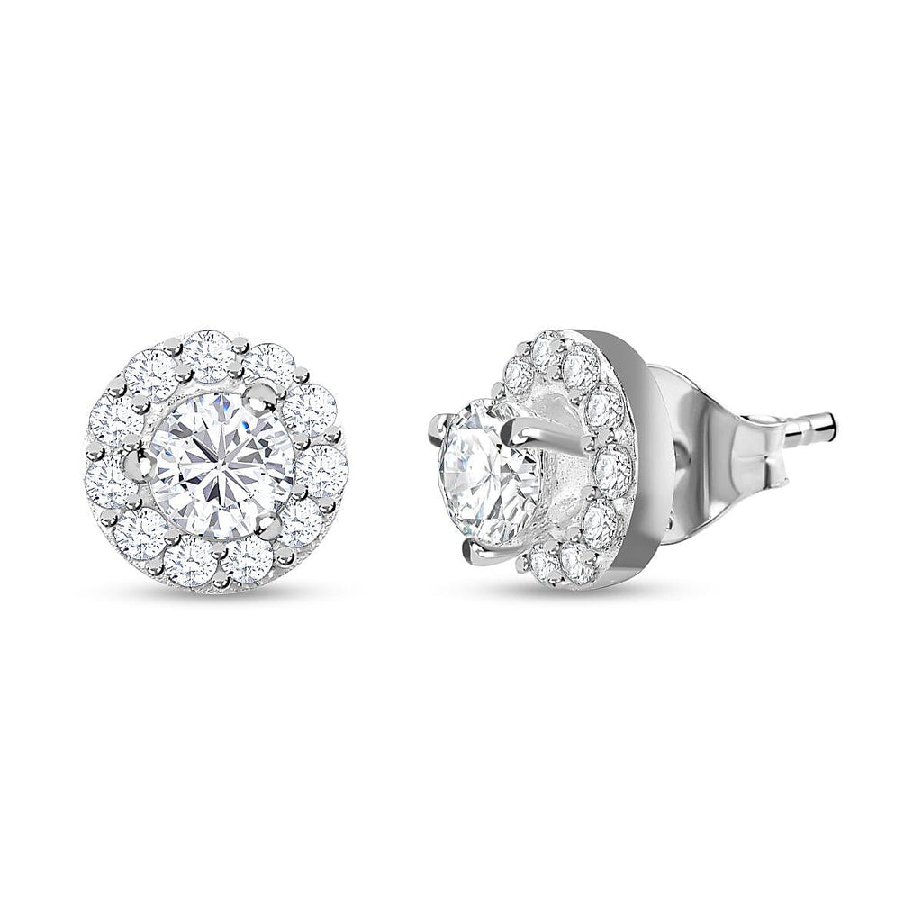 NY Closeout-Cubic Zirconia Solitaire Stud Earrings in Sterling Silver 1.55 Ct