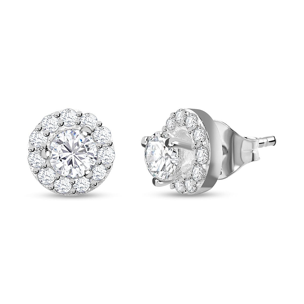 NY Closeout-Cubic Zirconia Halo Stud Earrings in Sterling Silver 1.55 Ct 7569483 0