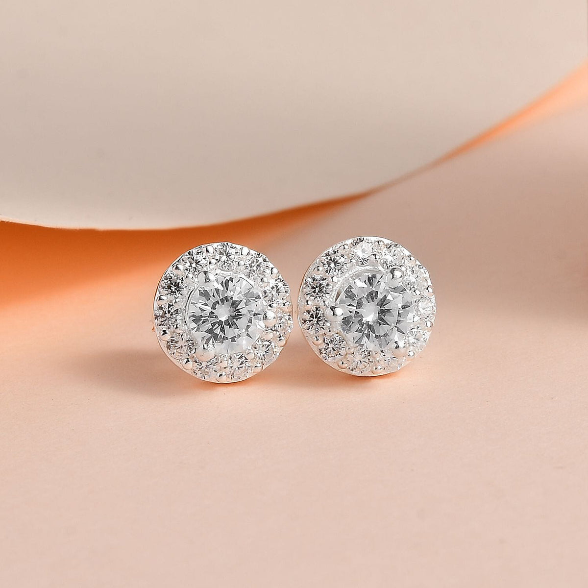 NY Closeout-Cubic Zirconia Halo Stud Earrings in Sterling Silver 1.55 Ct 7569483 1