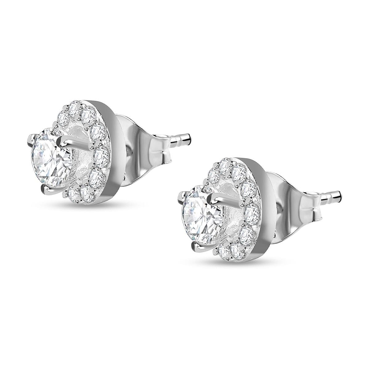 NY Closeout-Cubic Zirconia Halo Stud Earrings in Sterling Silver 1.55 Ct 7569483 3