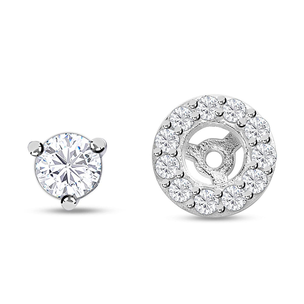NY Closeout-Cubic Zirconia Solitaire Stud Earrings in Sterling Silver 1.55 Ct
