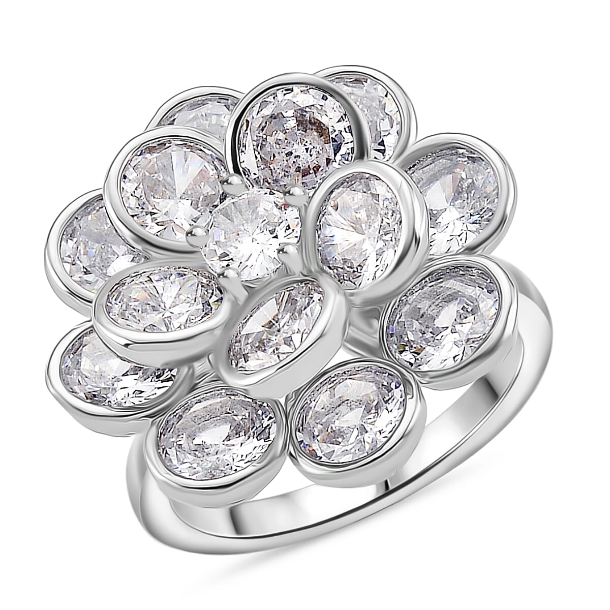 White Cubic Zirconia Spinner Adjustable Ring in Silver Tone 7.00 Ct. V32491154 0