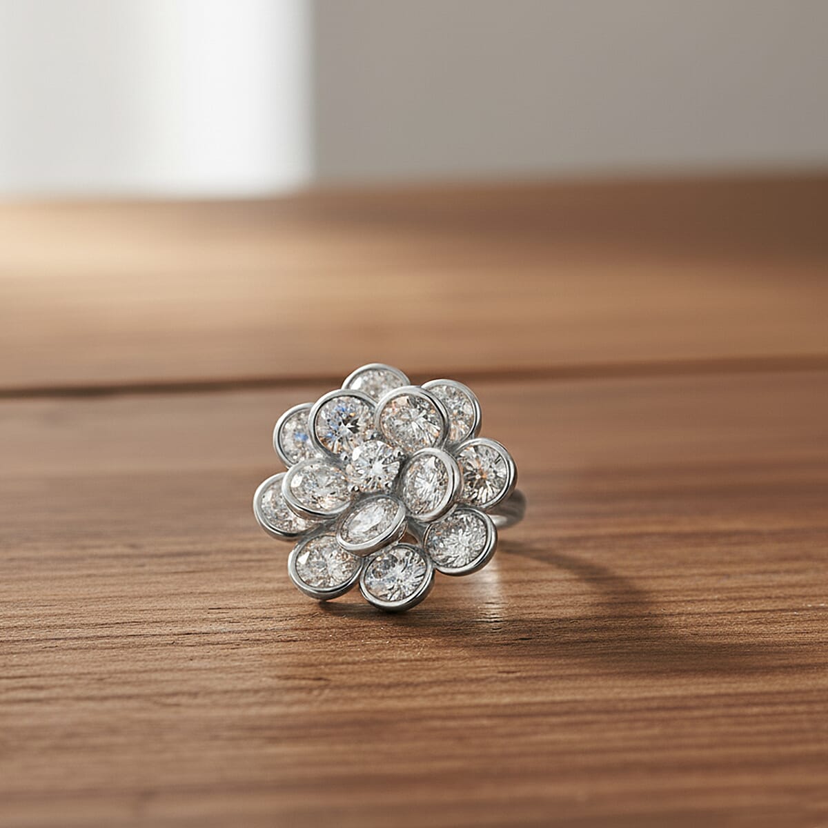 White Cubic Zirconia Spinner Adjustable Ring in Silver Tone 7.00 Ct. V32491154 2