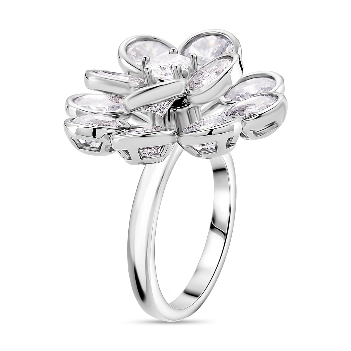 White Cubic Zirconia Spinner Adjustable Ring in Silver Tone 7.00 Ct. V32491154 4