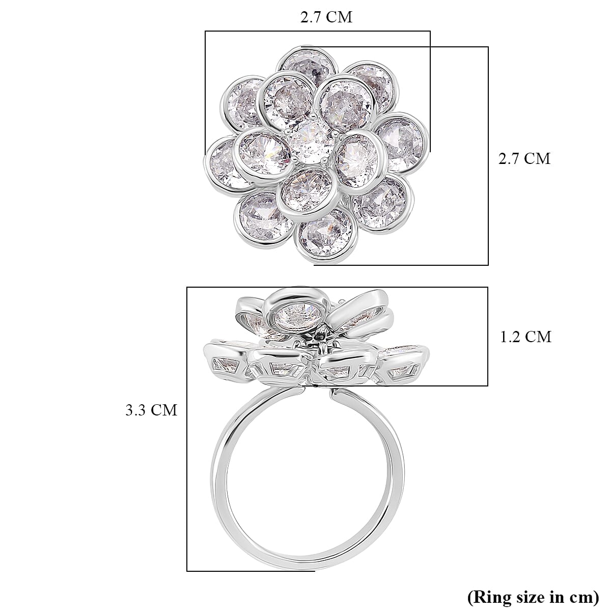 White Cubic Zirconia Spinner Adjustable Ring in Silver Tone 7.00 Ct. V32491154 6