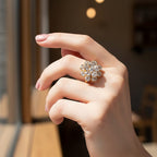 White Cubic Zirconia Spinner Adjustable Ring in Yellow Gold Tone 7.00 Ct.