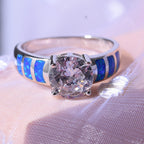 White Cubic Zirconia Ring in Rhodium Overlay Sterling Silver